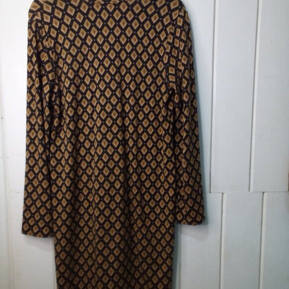 J Jill Dress Women S Long Sleeve V-Neck Stretch Pattern Brown Black - Picture 11 of 13